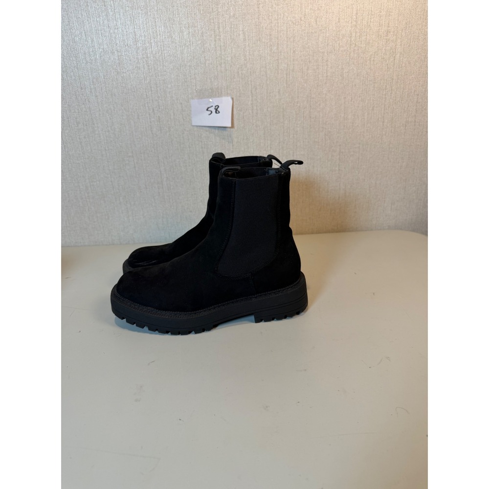 Sincerely Jules Tatum Black Textile Chunky Lug Sole Chelsea Ankle Boots 7.5M